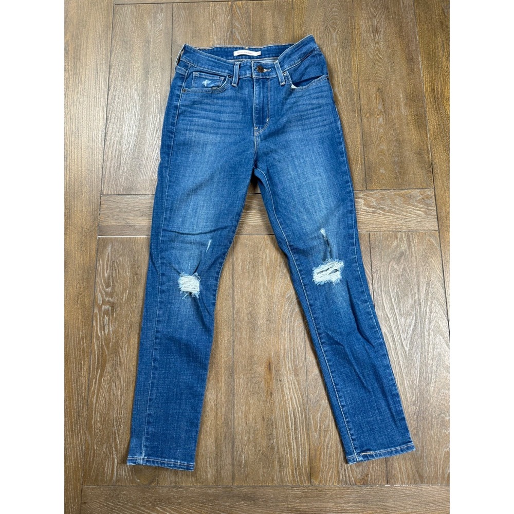 Levi's 721 Women's Jeans 27 Med  Wash High Rise Skinny Distressed 3132